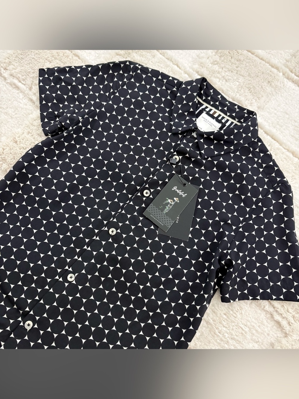 NWT Denim & Flower Black Short Sleeve Shirt Button Down Shirt 9/10 - Picture 3 of 11